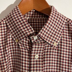 Mens Burberry London Button Down Shirt L Large plaid red white black cream